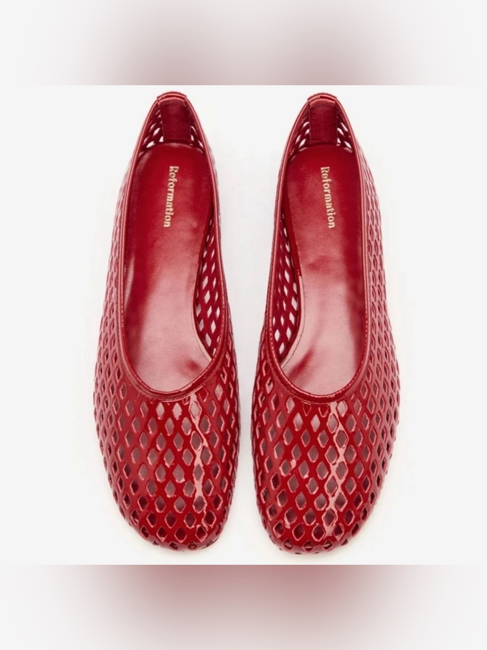 REFORMATION Paulina Scarlet Patent flat shoes